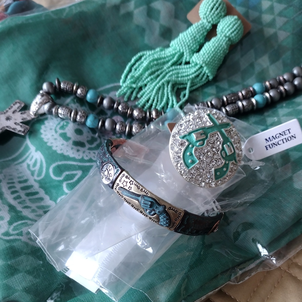 Set Costume Western Style Accessories  Silver Tone Jewelry